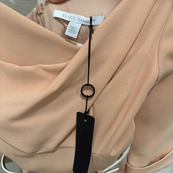 Black Halo Jackie O 3/4 Sleeve Sheath Dress NEW Fresco Size 4 - Picture 3 of 16